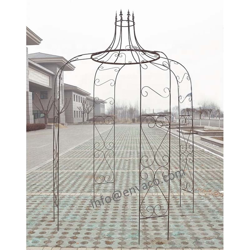 2x3m Simple Design Round Easy Assembly Antique Iron Garden Pergola Gazebo Outdoor