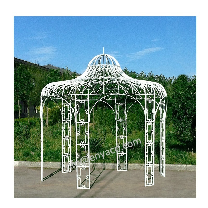 Special offers Garden Line Victorian Cast Wrought Iron Steel Metal Roof Frame Square Patio Gazebo Pergola