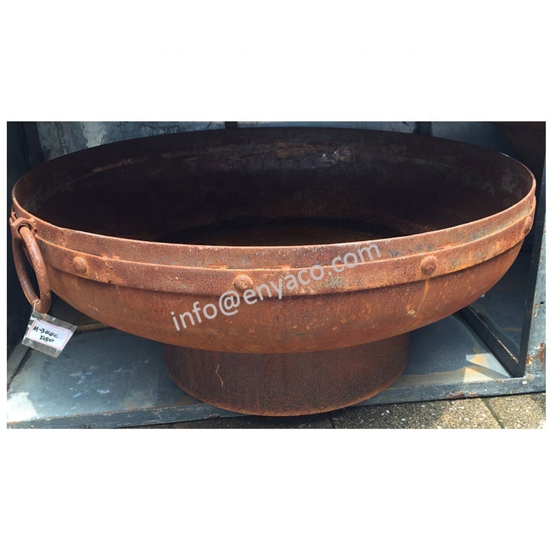 China Supplier Metal Kadai Style Natural Rust Finish Heavy Water Firepit Outdoor Steel Deep Dish Bowl Brazier Iron Fire Pit