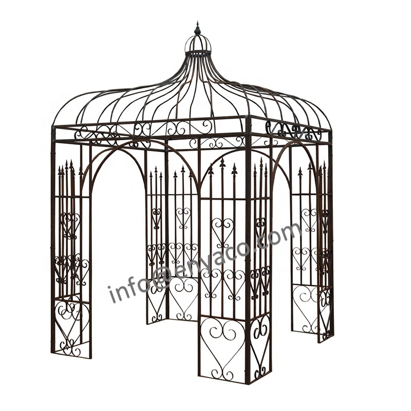 Gazebo Outdoor Steel Outside Lawn Backyard Patio Heavy Duty Iron Hard Top Pergola Gazebos Garden 3x3 Made in Wrought Iron