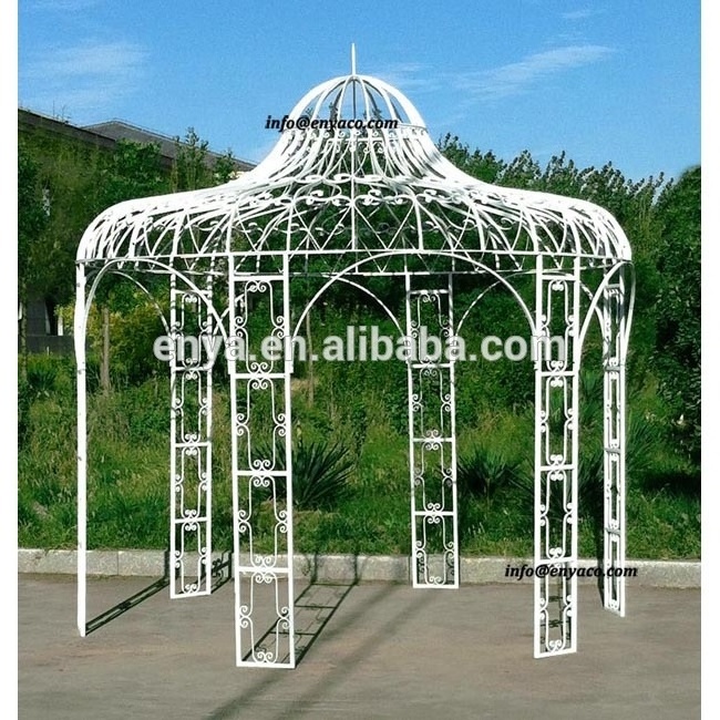 Gazebo Outdoor Steel Outside Lawn Backyard Patio Heavy Duty Iron Hard Top Pergola Gazebos Garden 3x3 Made in Wrought Iron