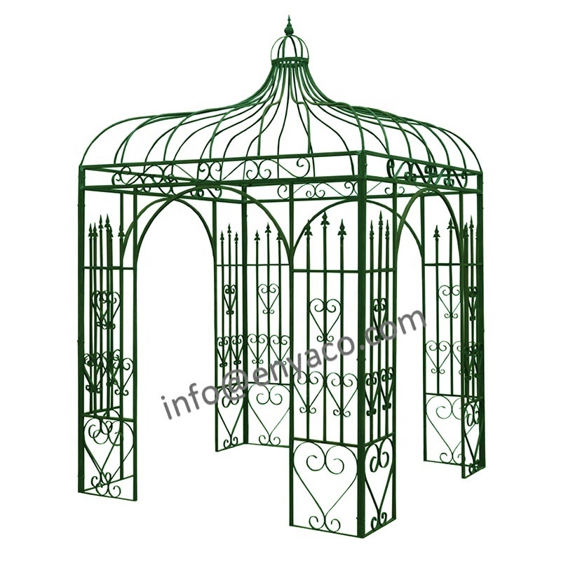 Gazebo Outdoor Steel Outside Lawn Backyard Patio Heavy Duty Iron Hard Top Pergola Gazebos Garden 3x3 Made in Wrought Iron