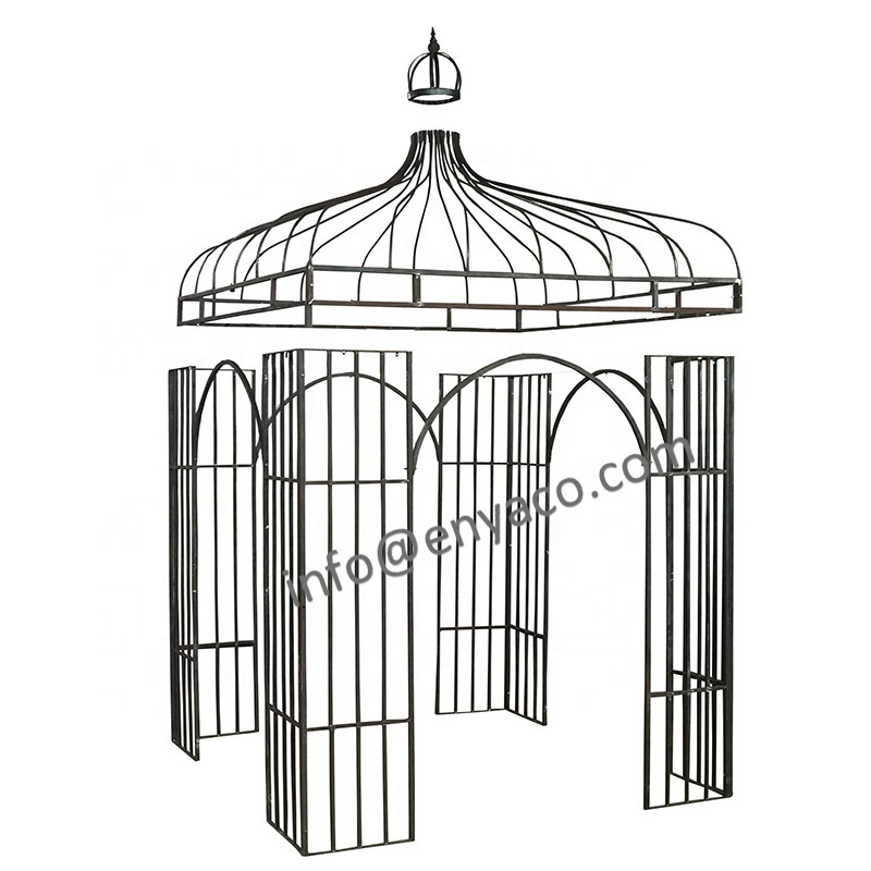 Gazebo Outdoor Steel Outside Lawn Backyard Patio Heavy Duty Iron Hard Top Pergola Gazebos Garden 3x3 Made in Wrought Iron