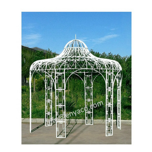 Aged Victorian Style Luxury Metal Hardtop Iron Gazebo Pergola