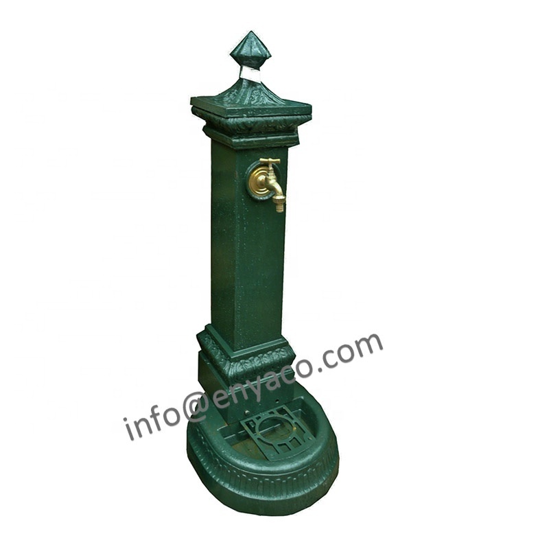 European Italian Style Cast Iron Craft Outdoor Wash Basin Courtyard Sink Outdoor Metal Water Faucet and Basin on Exterior Wall