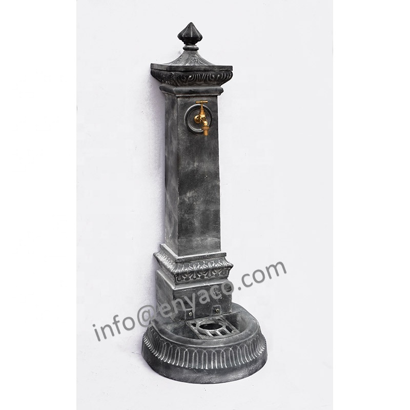 European Italian Style Cast Iron Craft Outdoor Wash Basin Courtyard Sink Outdoor Metal Water Faucet and Basin on Exterior Wall