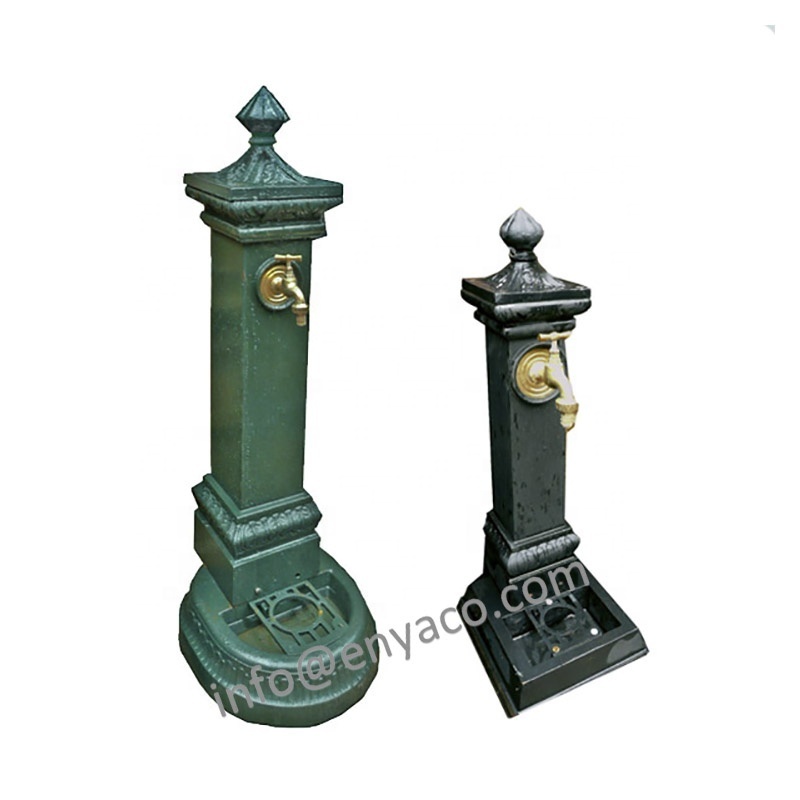 European Italian Style Cast Iron Craft Outdoor Wash Basin Courtyard Sink Outdoor Metal Water Faucet and Basin on Exterior Wall