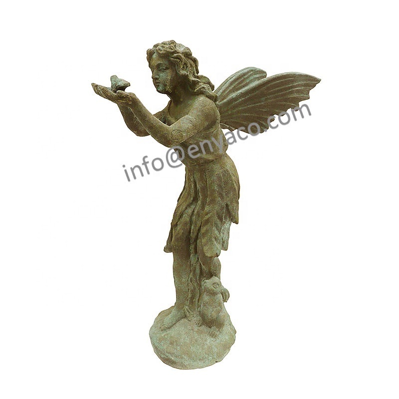 Wholesale Paired Sitting Standing Antique Garten Large Steel Outdoor Decor Garden Ornaments Iron Fairy Figurines and Statues