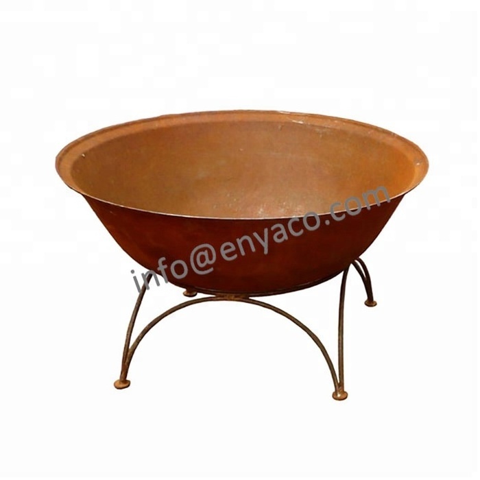 China Foundry Large Outdoor Steel Fire Pit and Garden Decor Big Lotus Flower Water Deep Bowl Cast Iron Kettle Cauldron