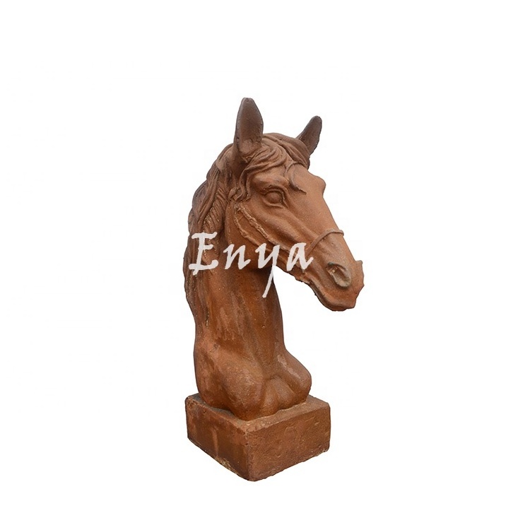 Wholesale Home Garden Antique Ornaments Large Midium Black Outdoor Decorative Cast Iron Animal Horse Head Sculpture Statues