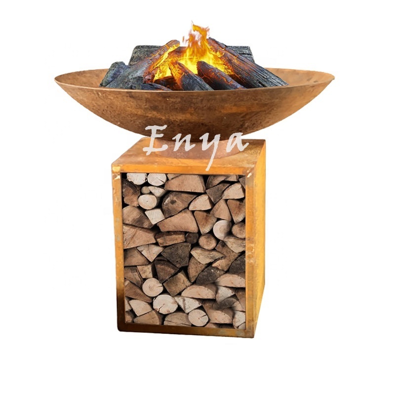 Wholesale Garden Backyard Paito Steel Rusty Round Wood Burning Iron Brazier BBQ Charcoal Pan Outdoor Cast Iron Outdoor Heating