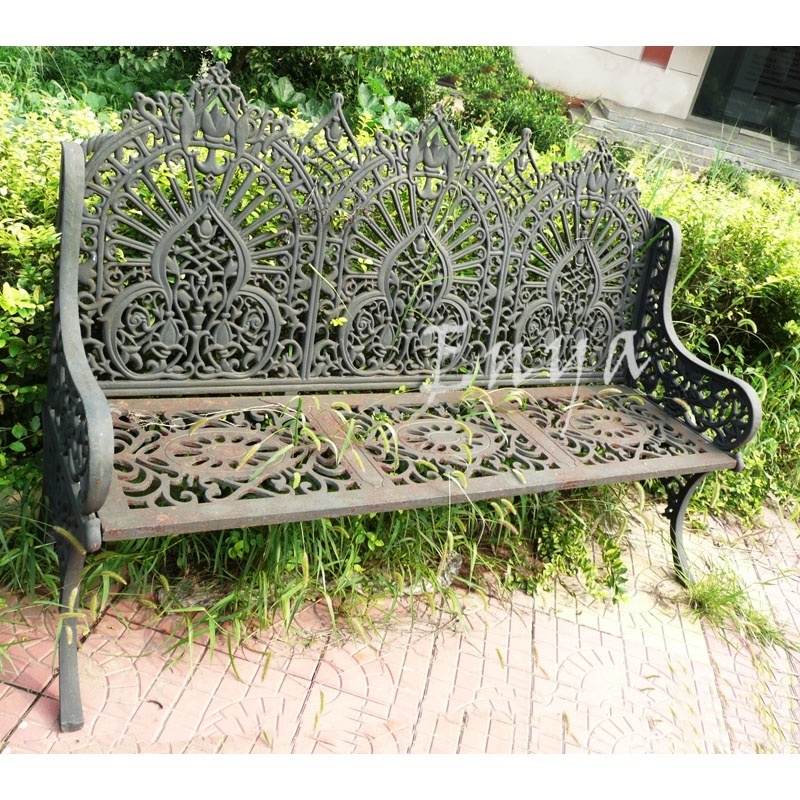 Long Seat Benches Antique Outdoor Furniture Bench Garden Park Patio Villa Metal Cast Iron Outdoor Furniture