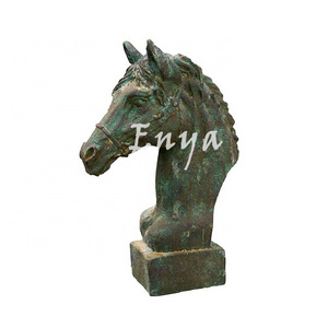 Wholesale Home Garden Antique Ornaments Large Midium Black Outdoor Decorative Cast Iron Animal Horse Head Sculpture Statues