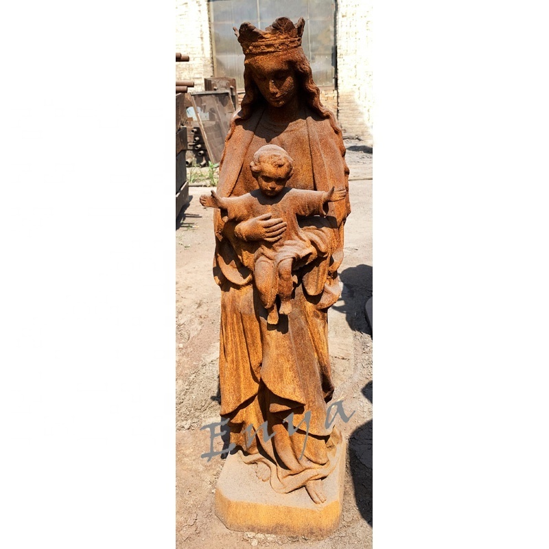 Large Cast Iron Garden Ornamental Catholic Religious Our Lady of Fatima Mother Virgin Mary And Baby Statue