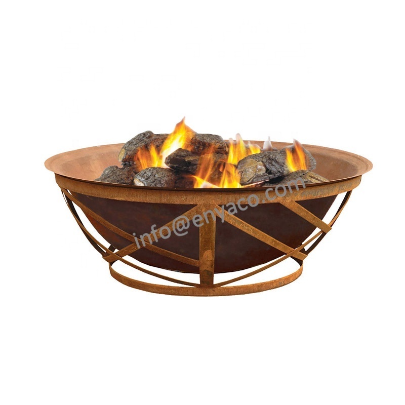 Wholesale Garden Backyard Paito Steel Rusty Round Wood Burning Iron Brazier BBQ Charcoal Pan Outdoor Cast Iron Outdoor Heating