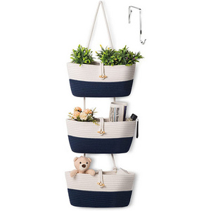 Factory Supply Wall Hanging Storage Basket Over the Door Basket Cotton Rope Organizer Closet Organizing Decorative Baskets