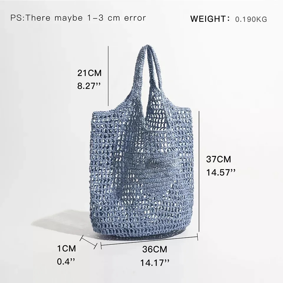 Wholesale Luxury Shopper Purse Hollow Out Handmade Woven Tote Beach Handbag Straw Shopping Bag for Ladies