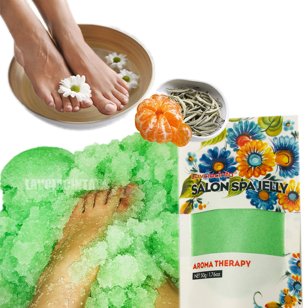 Custom White tea & Citrus Jelly Pedicure Scrub Foot Soak Skin Care Foot SPA Jelly Powder Gel Scrub