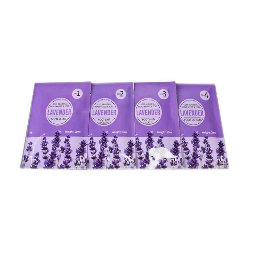 Foot care 4 step individually wrapped set of 1 jelly foot soak 1 salt scrub 1 mud mask 1 lotion