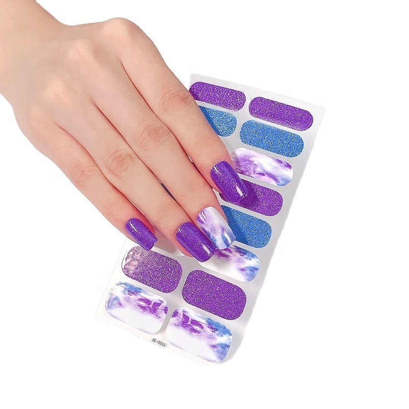 2022 Full Wrap Nail Polish Stickers Bright Color Nail Decal Stripes Self-Adhesive Nail DIY