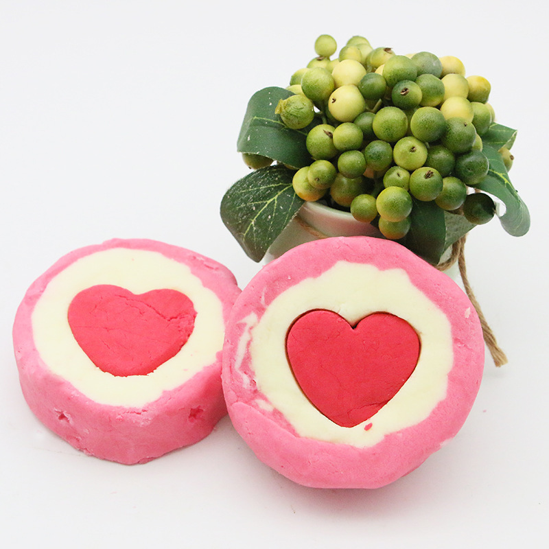 Pink Heart Shape Bubble Bar With Rose Flavor Bubble Bath Customized Private Label Valentine's Day