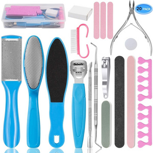 professional pedicure tools set 20 in 1 stainless steel foot care kit foot rasp dead skin remover pedicure kit for travel