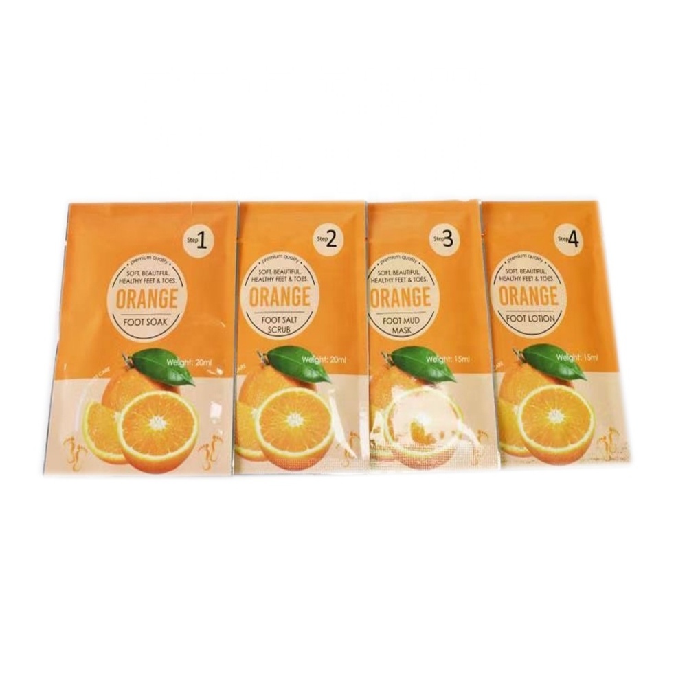 Foot care 4 step individually wrapped set of 1 jelly foot soak 1 salt scrub 1 mud mask 1 lotion