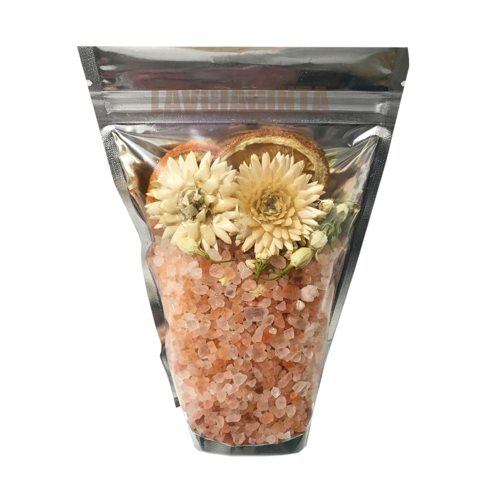 100% Natural Private Label Epsom Salts Bath Soaking Scented Luxury Crystal Himalayan Salt in Zip Bag