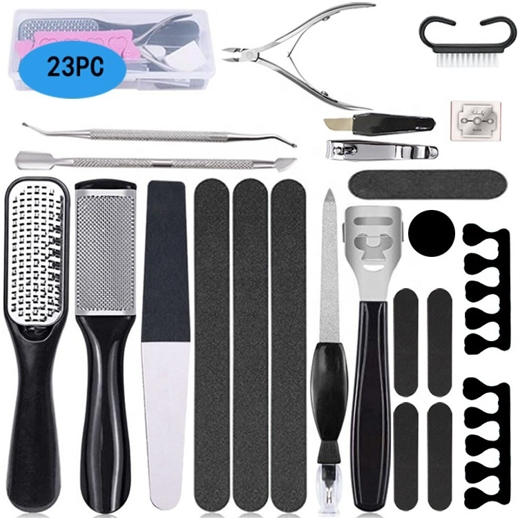 23 in 1 stainless steel foot care kit foot rasp dead skin remover pedicure kit for Men Women salon for home best gift manicaure