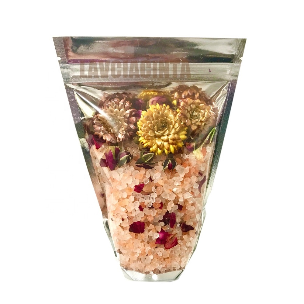 100% Natural Private Label Epsom Salts Bath Soaking Scented Luxury Crystal Himalayan Salt in Zip Bag