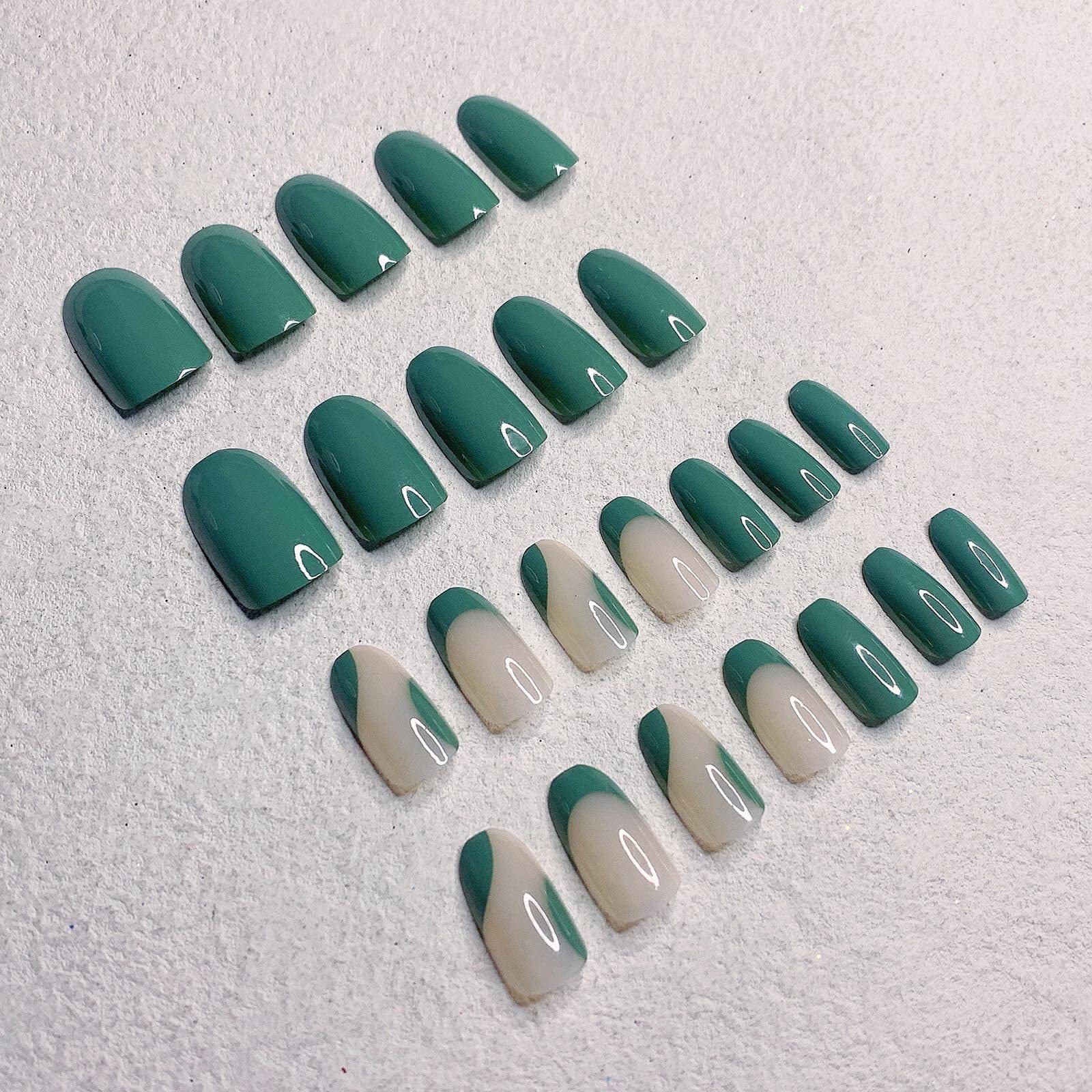 24 pcs Press On Nails Medium, Sun jasmine Almond Fake Nails bring its own Jelly Glue with Design for Women and Girls