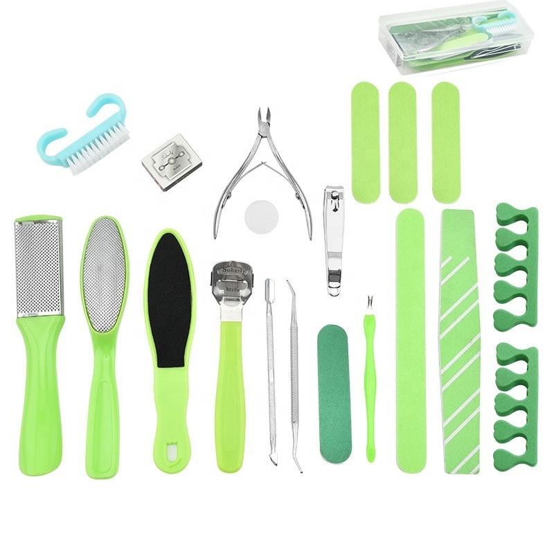 professional pedicure tools set 20 in 1 stainless steel foot care kit foot rasp dead skin remover pedicure kit for travel