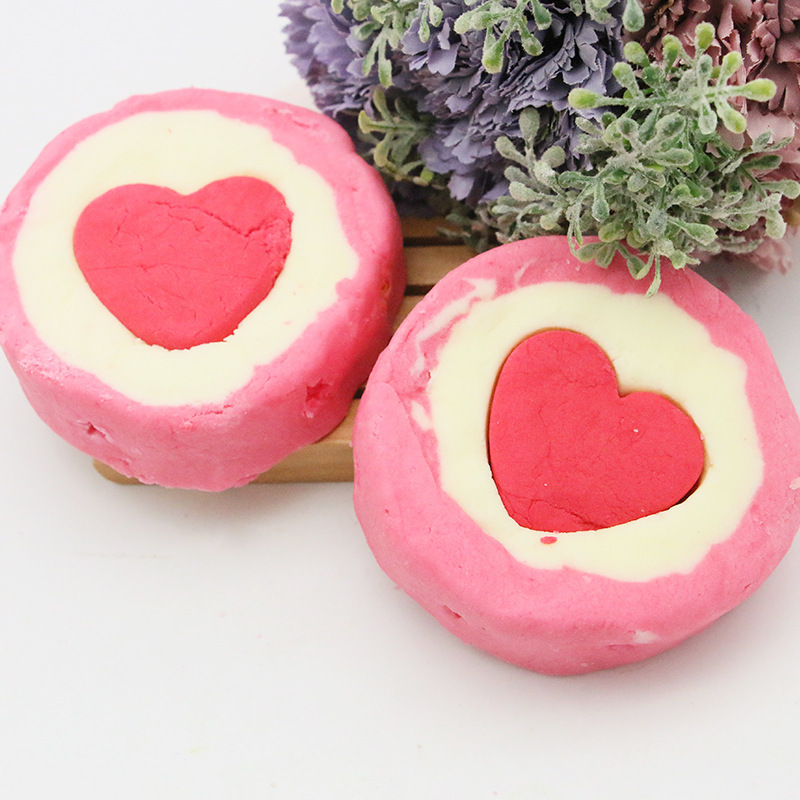 Pink Heart Shape Bubble Bar With Rose Flavor Bubble Bath Customized Private Label Valentine's Day