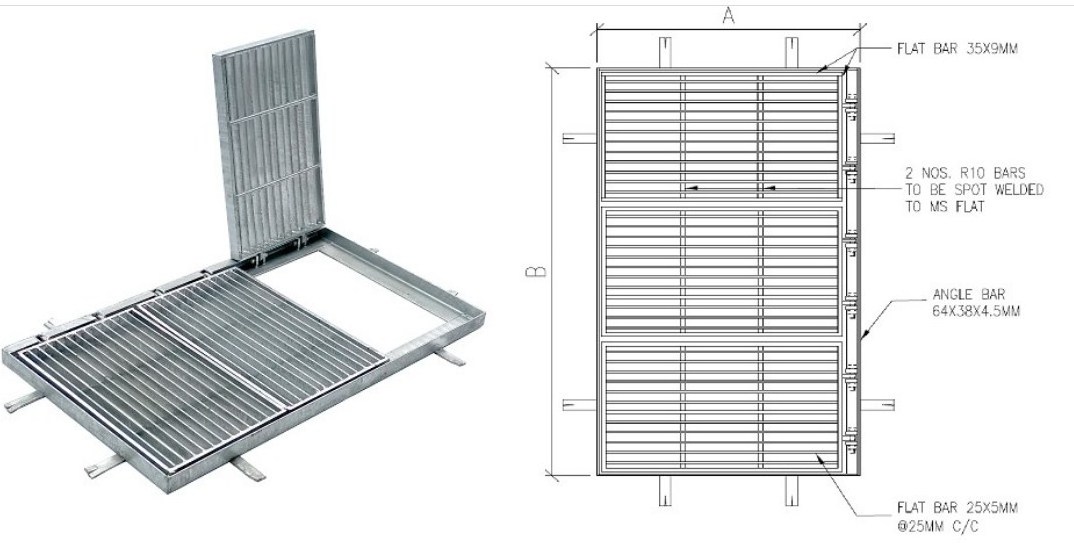 PEDESTRIAN GRATING WITHOUT MILD STEEL PLATE