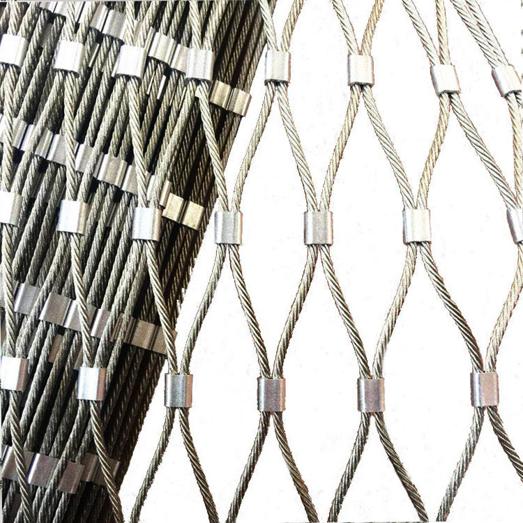 Decorative Ferrule Flexible Stainless Steel Wire Rope Mesh Net For Stair Railing