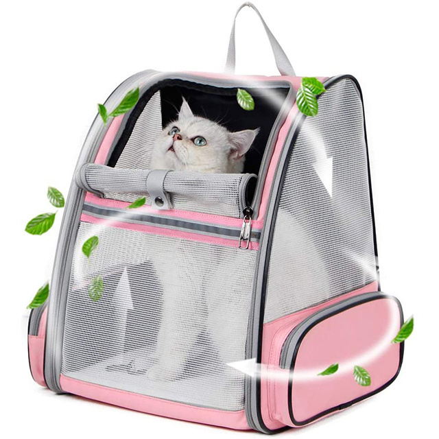 Ventilated Collapsible Pet Backpack Carrier With Safety Strap Breathable Mesh Pockets for Small Cats Dogs Travel  Hiking Outdoor