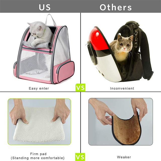 Ventilated Collapsible Pet Backpack Carrier With Safety Strap Breathable Mesh Pockets for Small Cats Dogs Travel  Hiking Outdoor