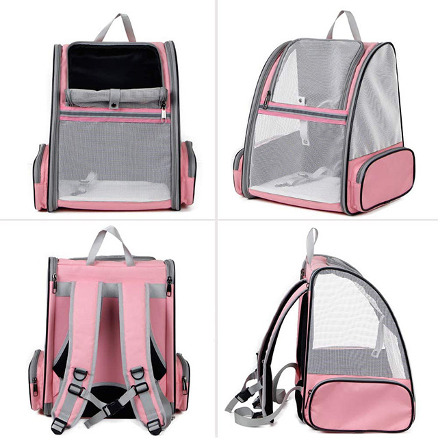 Ventilated Collapsible Pet Backpack Carrier With Safety Strap Breathable Mesh Pockets for Small Cats Dogs Travel  Hiking Outdoor