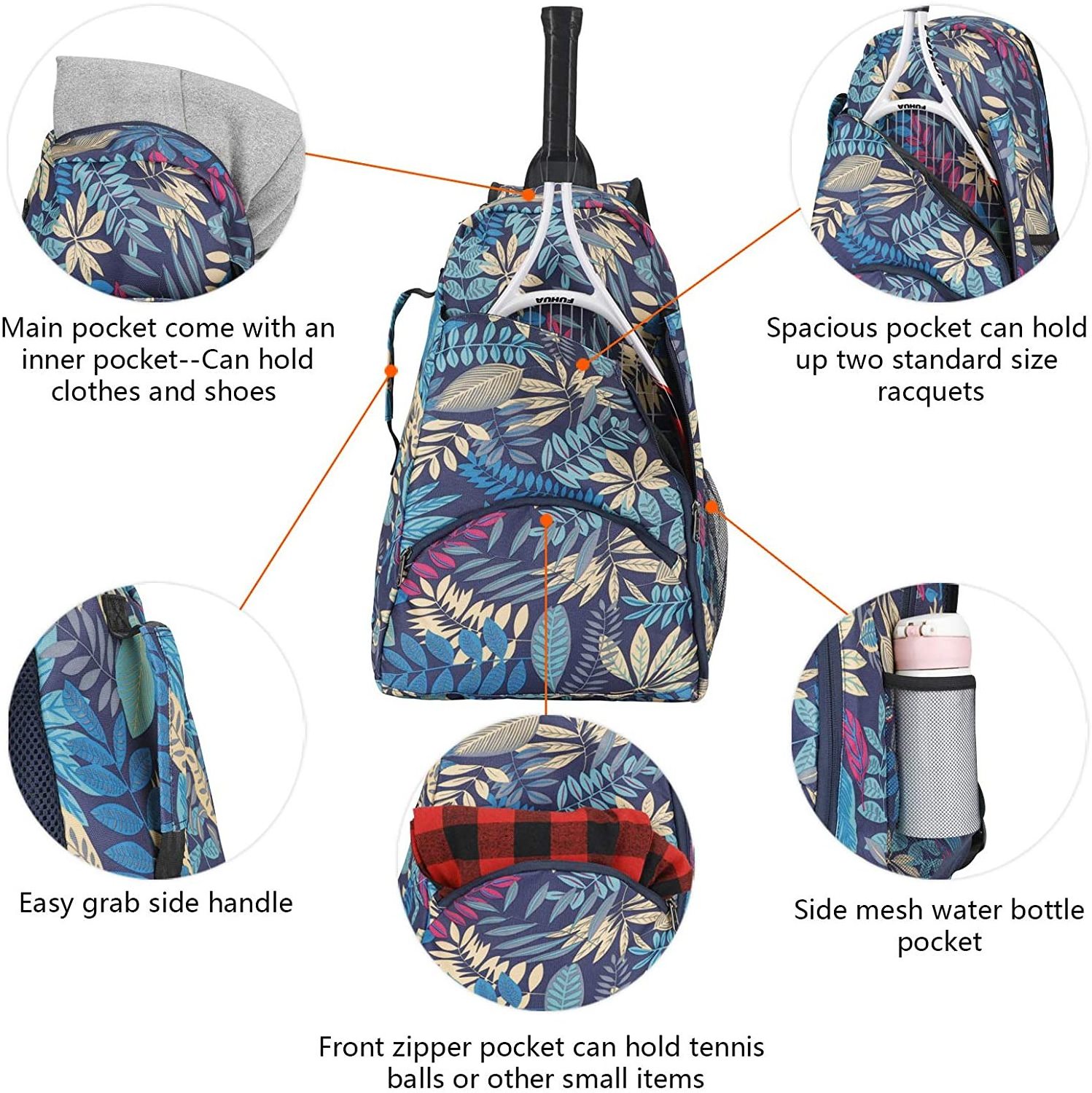 Customized Sublimation Tear-resistant Hold Balls And Other Accessories Tennis Backpack Squash Racquet Badminton Racquet Bag