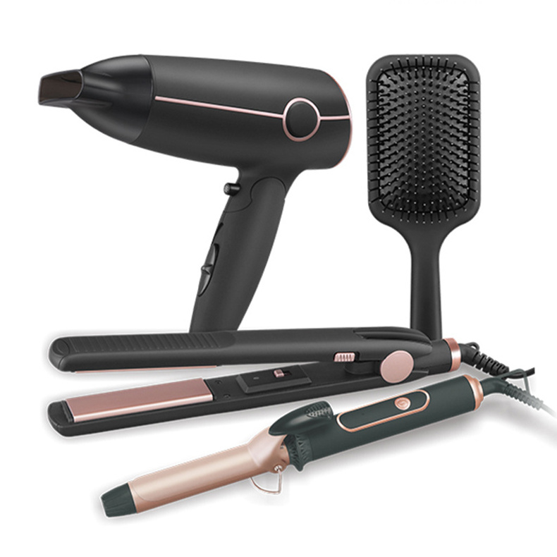 ENZO Professional 4 in 1 fashional hair straightener and brush and crimp and curler and hot comb and dryer Set curling iron