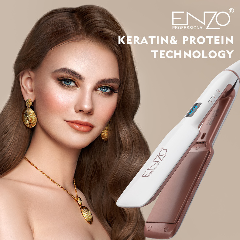 ENZO 2023 High quality professional LED ceramic flat iron straightening styling tools salon white hair straightener