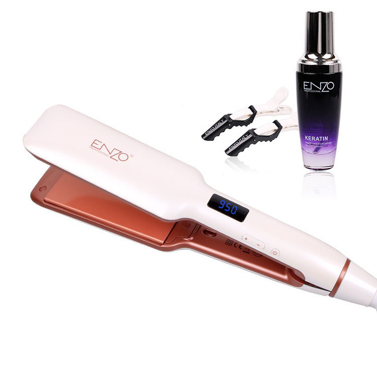 ENZO 2023 High quality professional LED ceramic flat iron straightening styling tools salon white hair straightener