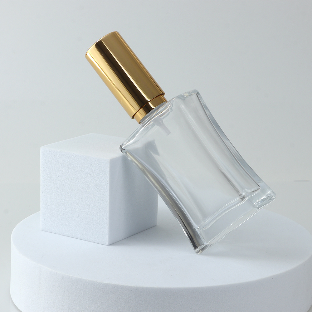 Wholesale 50ml dark blue luxury square bottle Perfume Bottle With Metal Cap for daily use