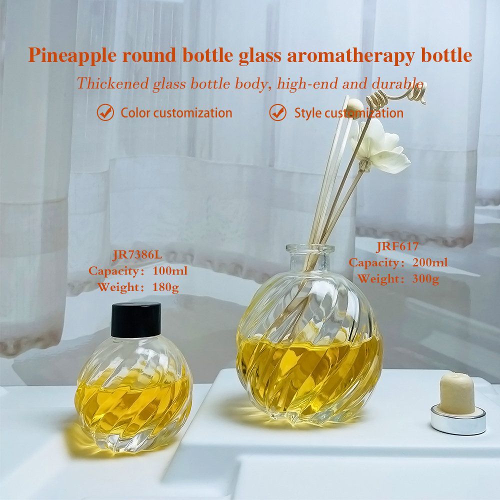 New Design Pineapple Shaped Fireless Aroma Oil Bottle Air Fresh Fragrance Aromatherapy Reed Diffuser Bottles With Lid Stick