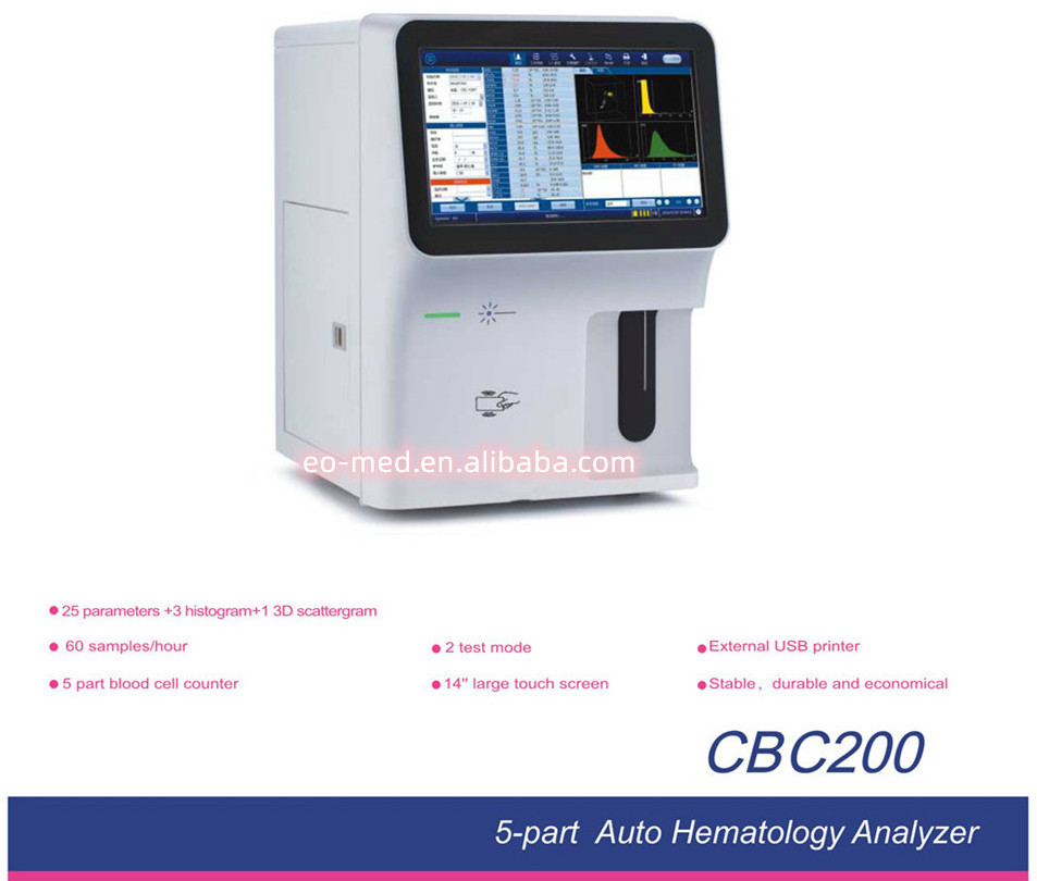 Best price laboratory equipment 5-part auto hematology analyzer 60T/H touch screen open system CBC200