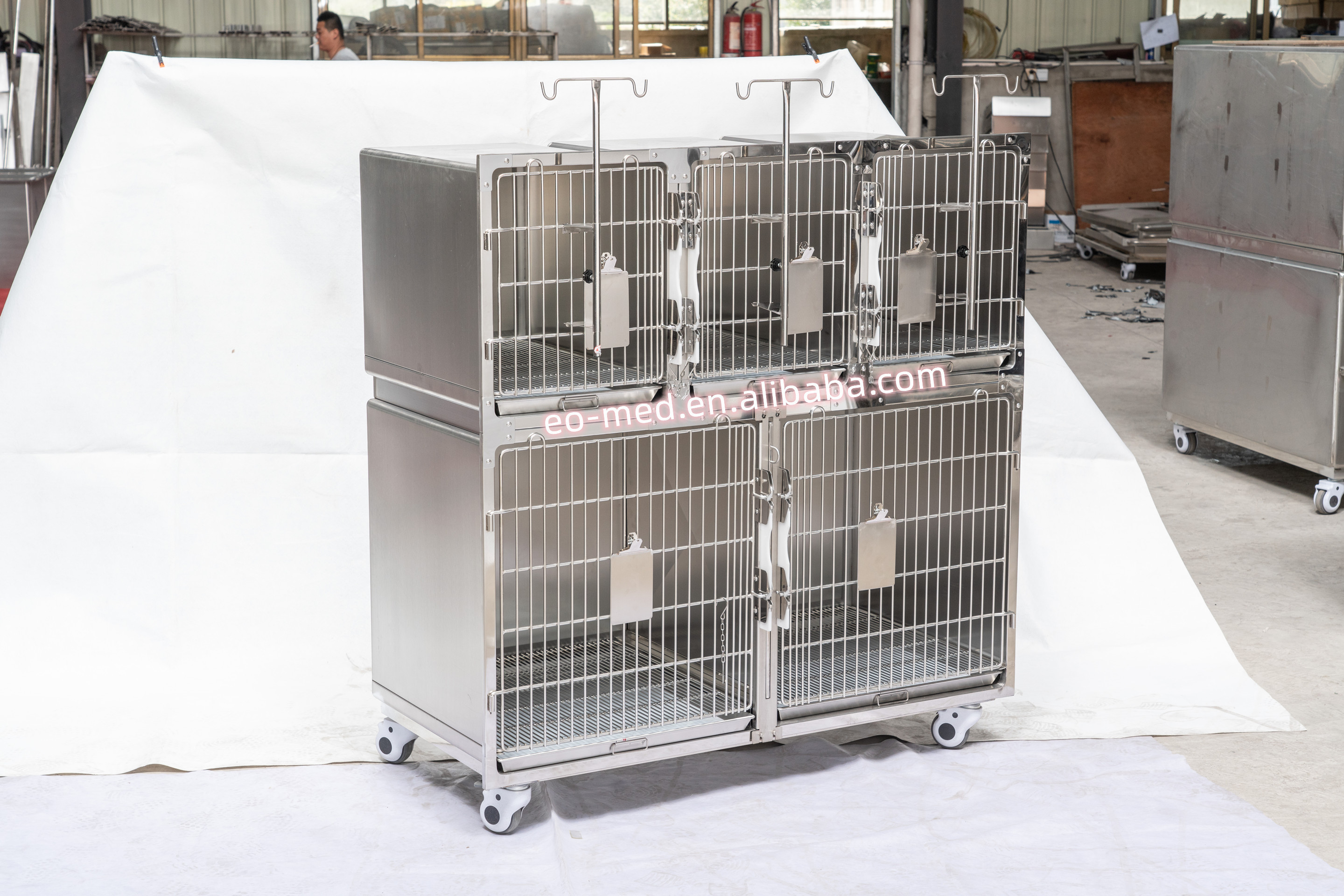 VC-005 stackable Stainless Steel Movable Animal Dog Veterinary Cage Wholesale Foldable Pet Display Cage For Villa