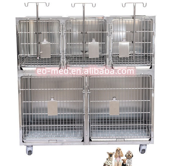 VC-005 stackable Stainless Steel Movable Animal Dog Veterinary Cage Wholesale Foldable Pet Display Cage For Villa