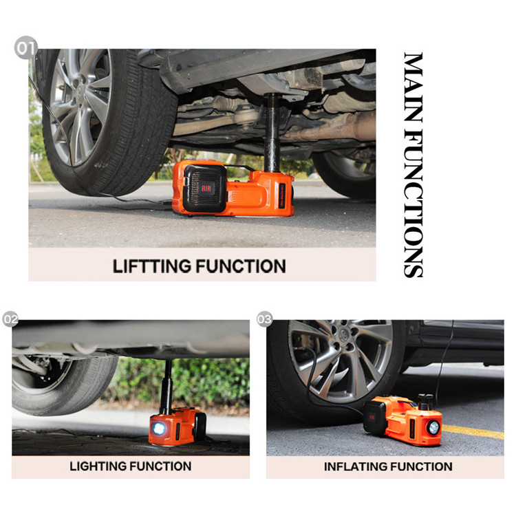 2022 3 in 1 Tire Lifting Car Repair Tools Inflator Flashlight Safe Hammer Portable 5T 150W Car Jack Electric Hydraulic