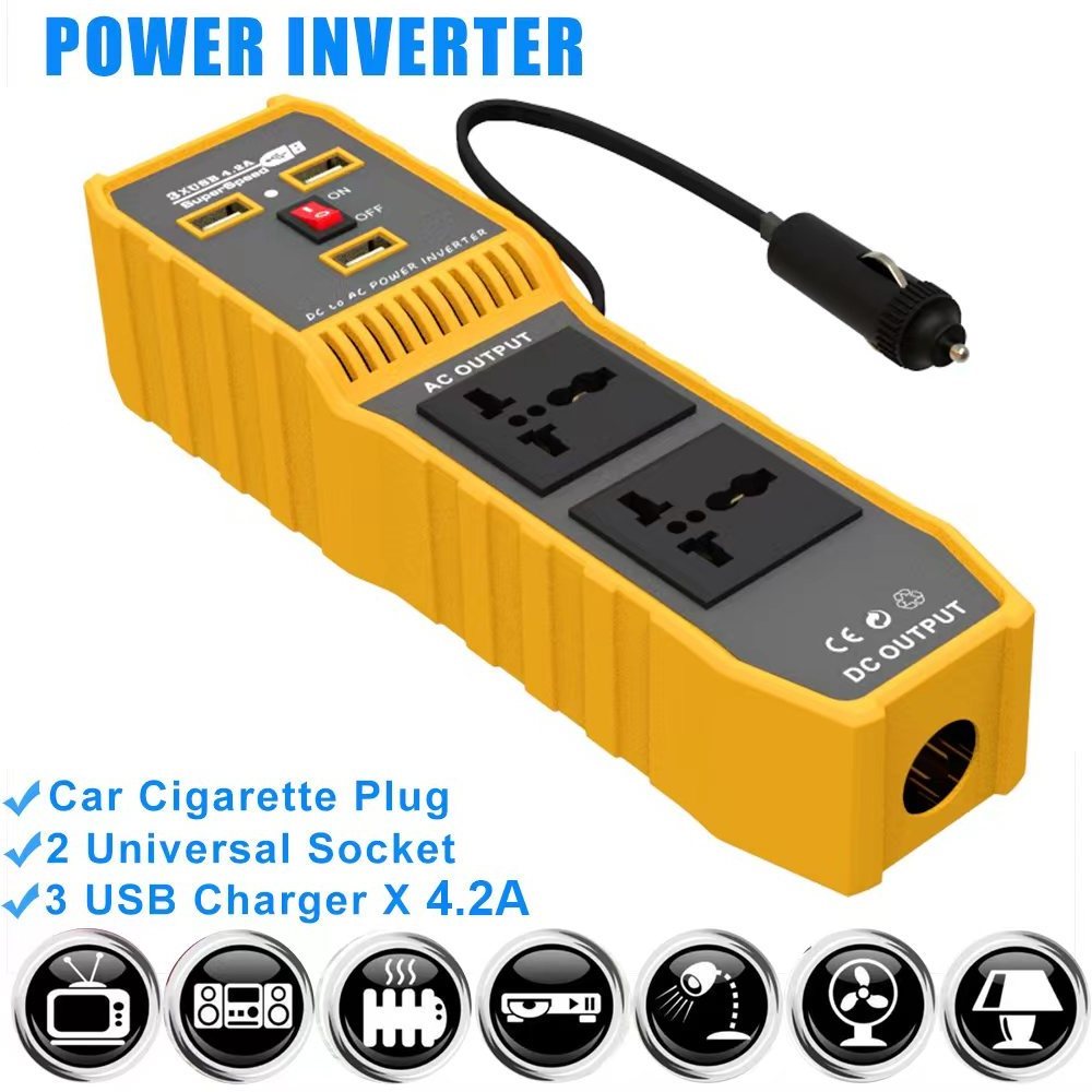 modified sine wave 150w 150 watt  car cigarette lighter charge power inverter 12 12v dc to 110v 110 220v ac