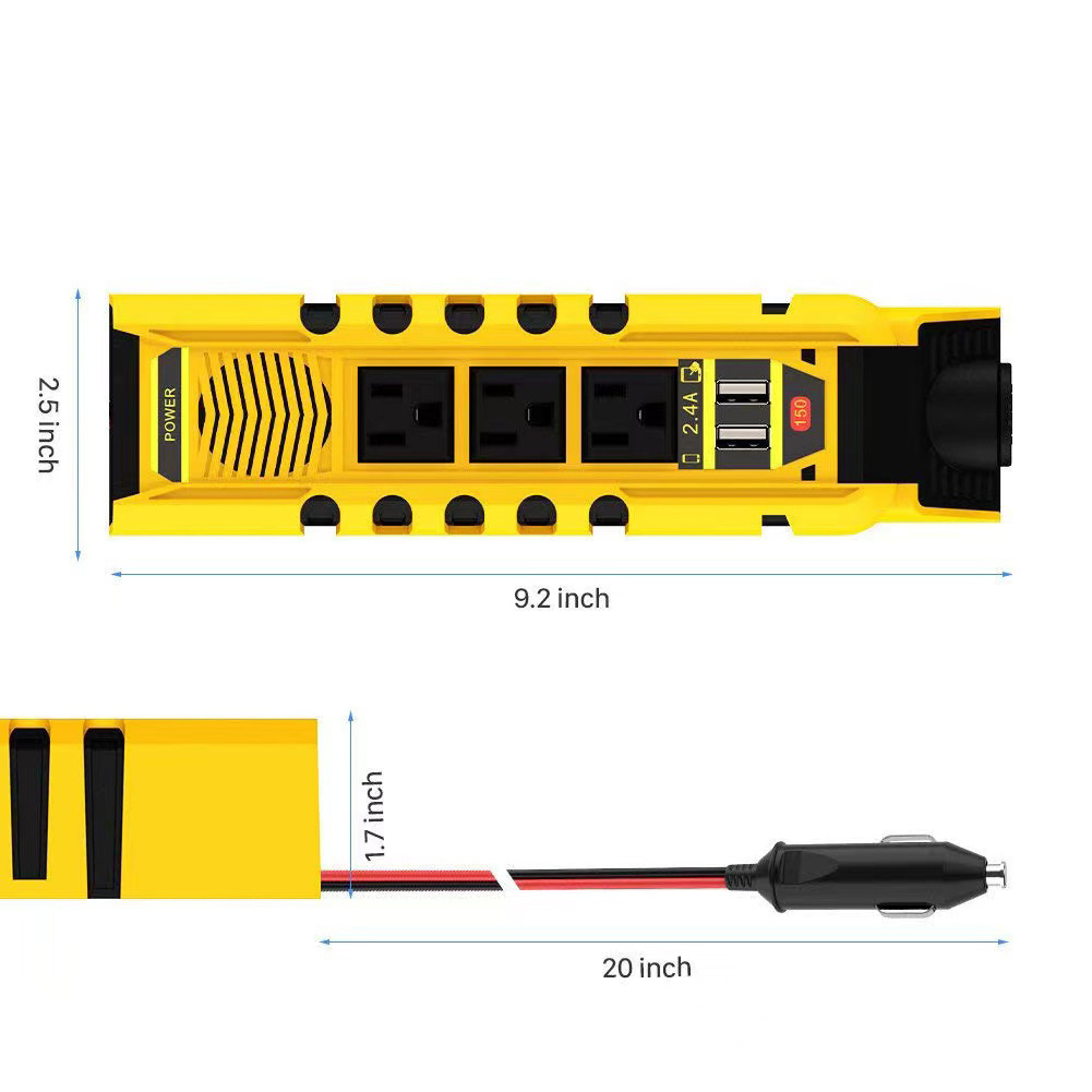 modified sine wave 150w 150 watt  car cigarette lighter charge power inverter 12 12v dc to 110v 110 220v ac